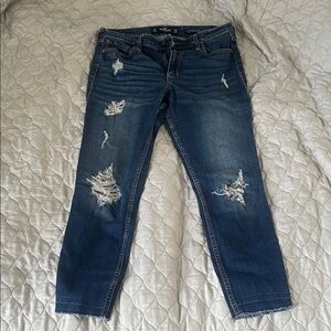 Hollister Skinny Short Distressed Blue Jeans for Women